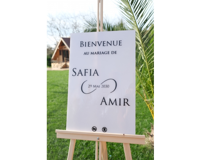 Panneau plexi bienvenue mariage, henna, fiançailles, baptême TALOA