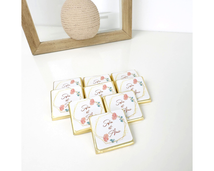 Cadeau invité chocolat personnalisé avec sticker