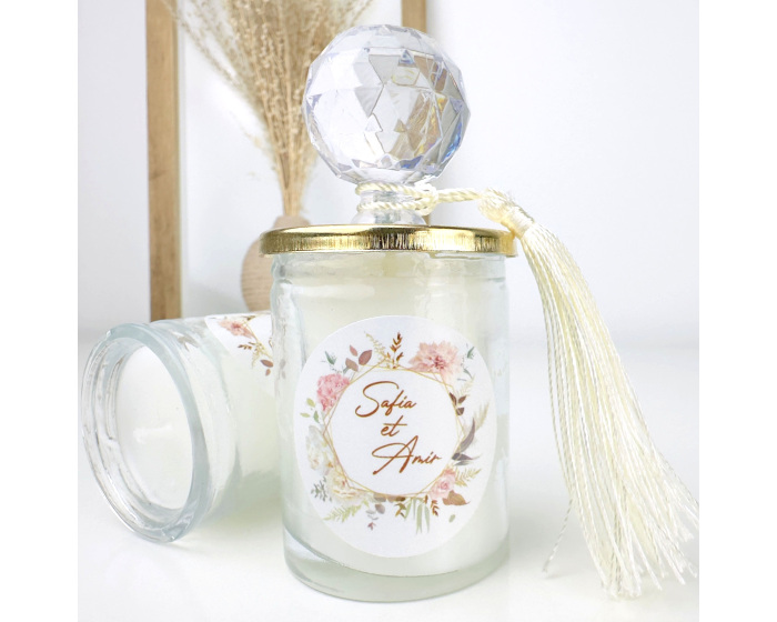 Cadeau invité bougie dorée