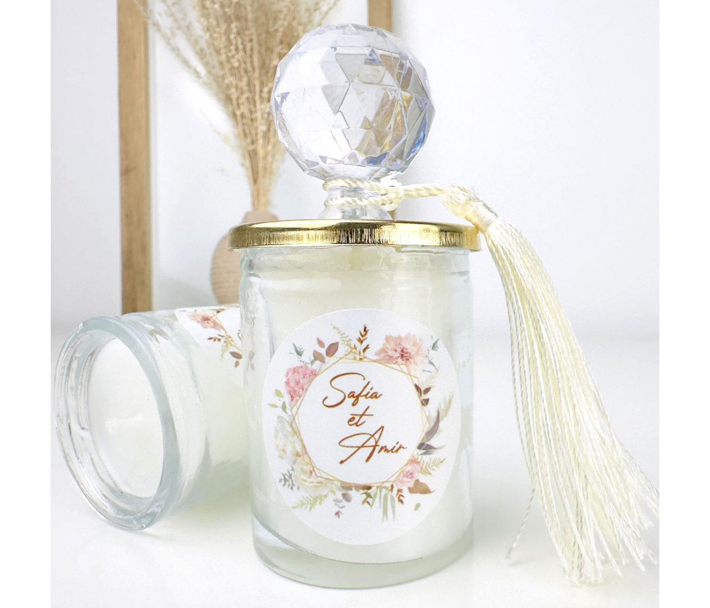 Cadeau invité bougie dorée
