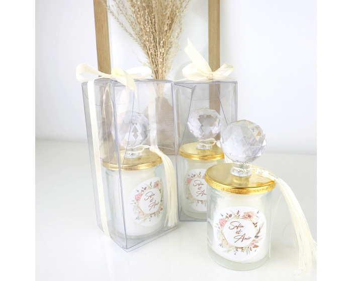 Cadeau invité bougie dorée
