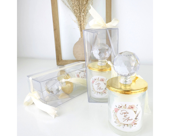 Cadeau invité bougie dorée