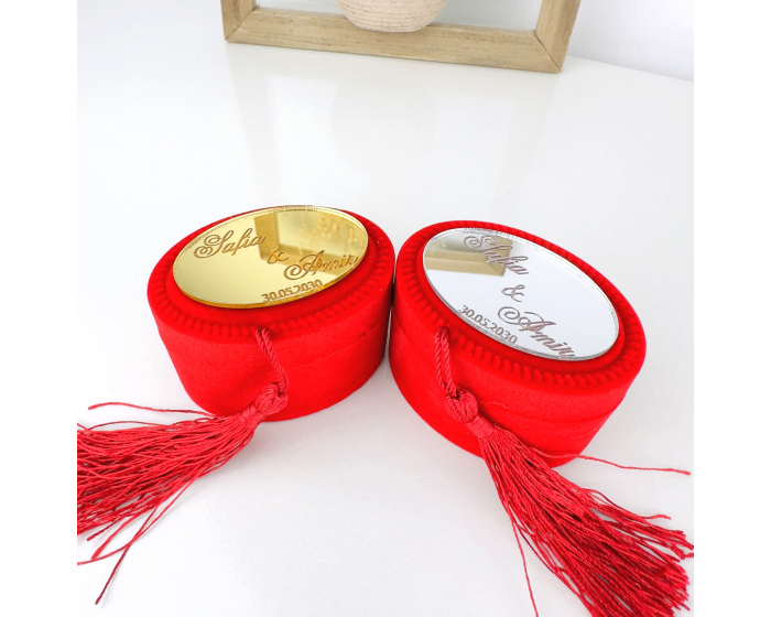 Cadeau invité contenant à dragées velours rouge