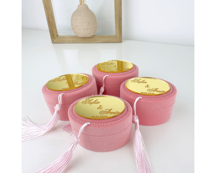 Boite à dragées velours rose