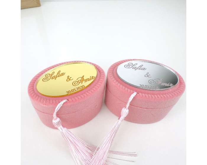 Cadeau invité contenant à dragées velours rose