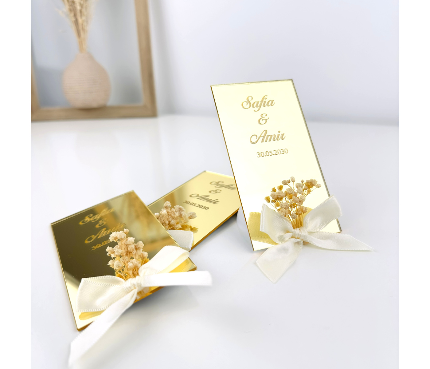 Cadeau invité magnet fleurs séchées