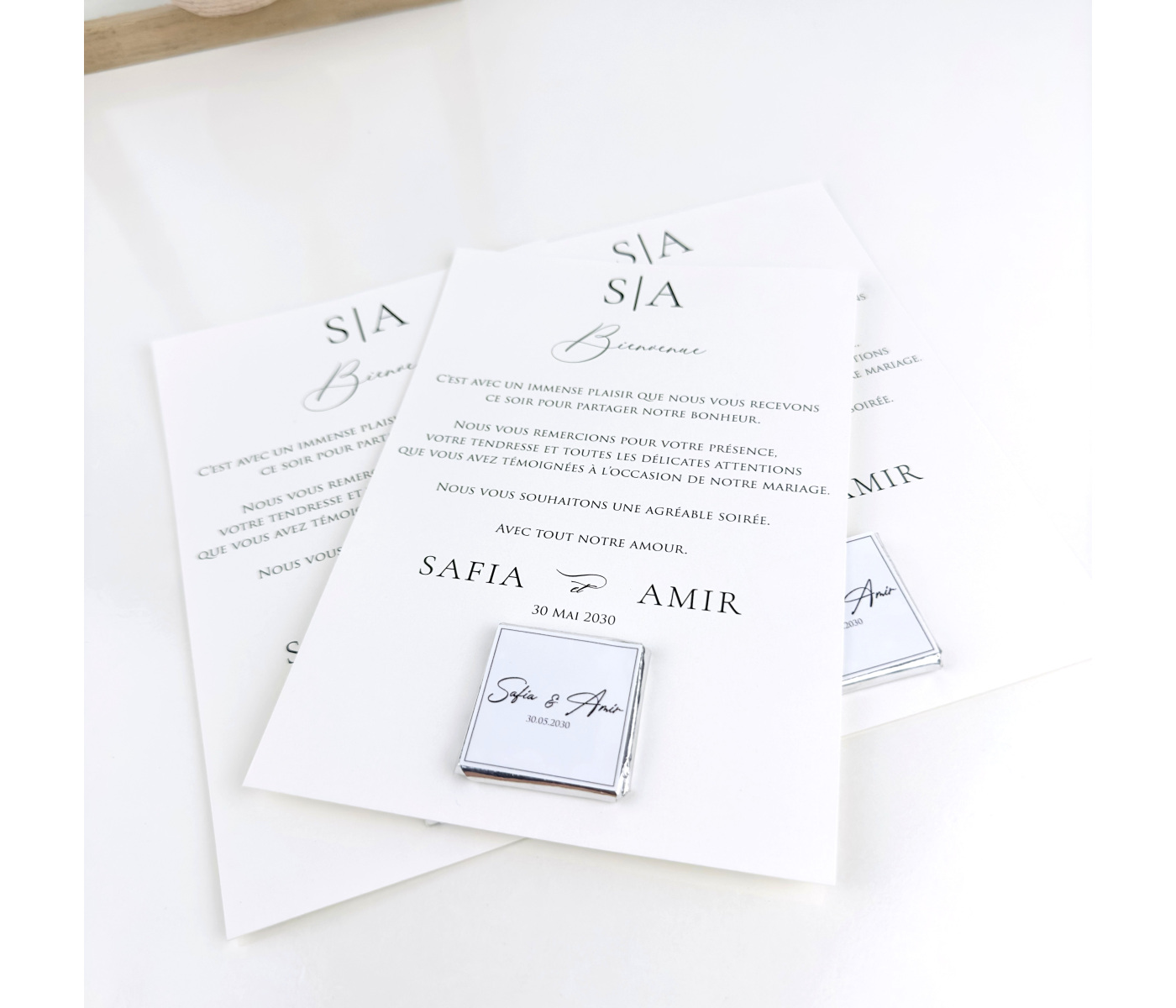 Carte remerciement avec chocolat