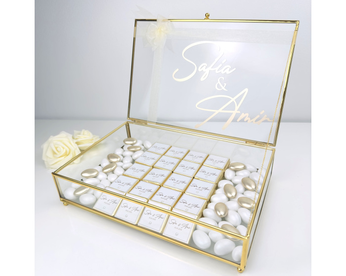 Coffret chocolat invité doré