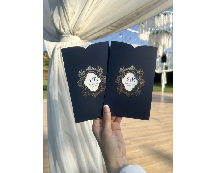 carte d'invitation bleu mariage