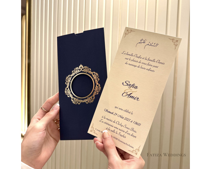 Faire part bleu mariage