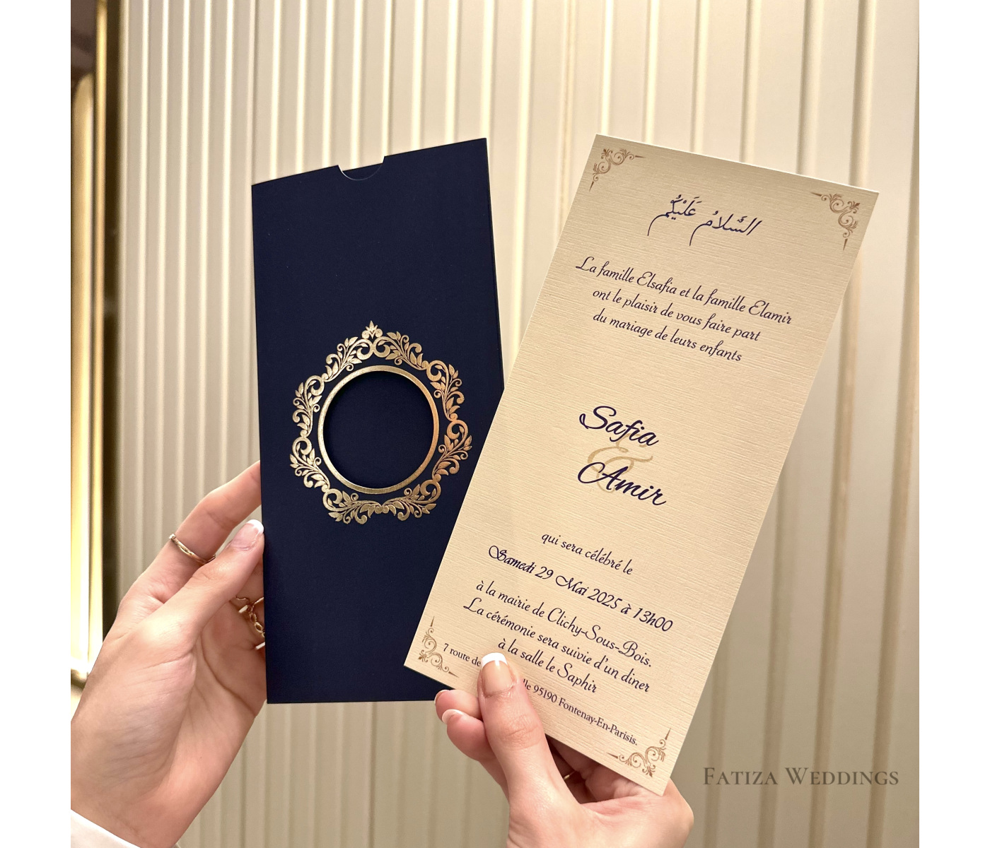 Faire part bleu mariage