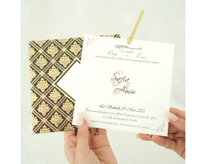 faire part mariage cadre noir