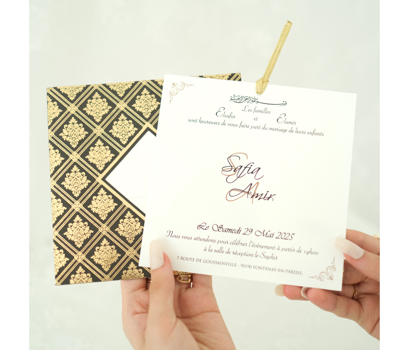 faire part mariage cadre noir