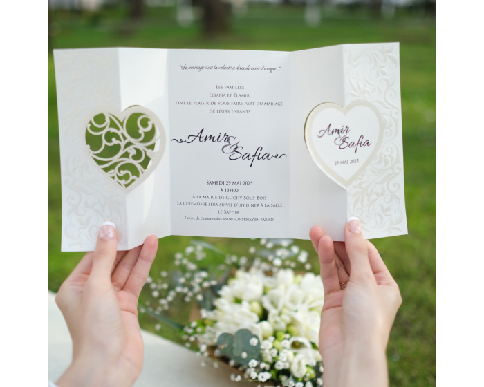 Faire part mariage coeur