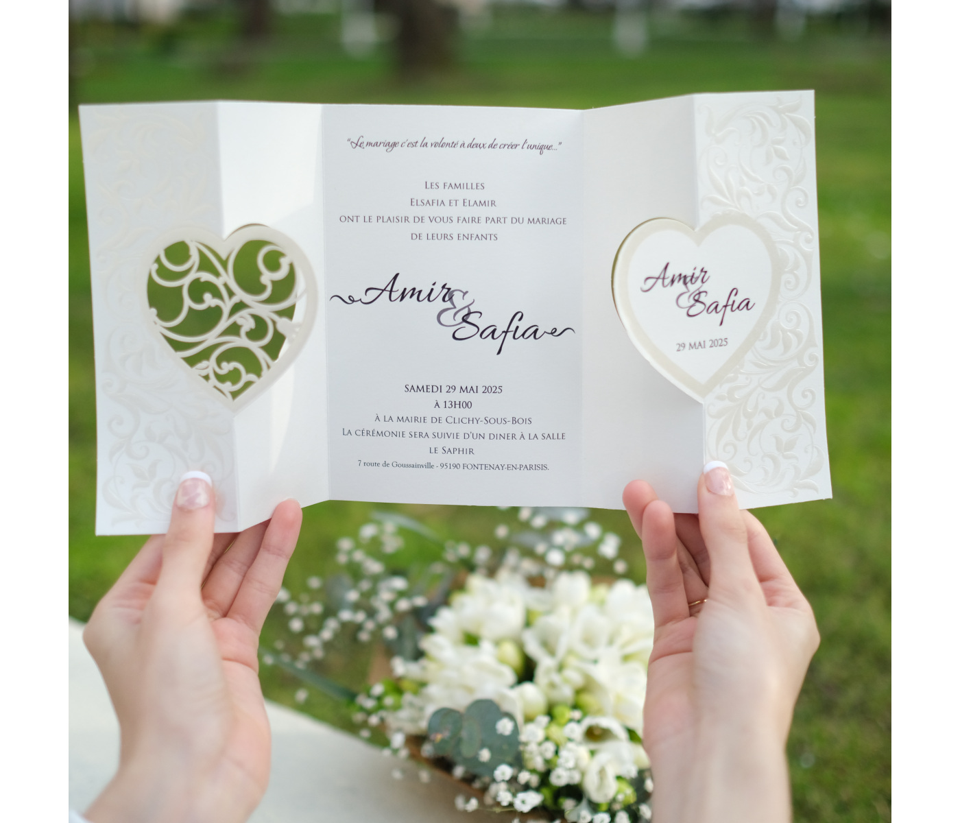 Faire part mariage coeur