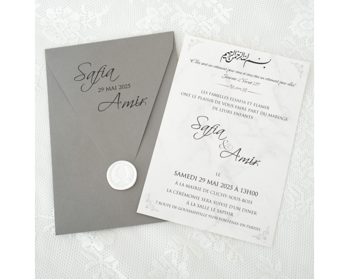 faire part enveloppe marbre