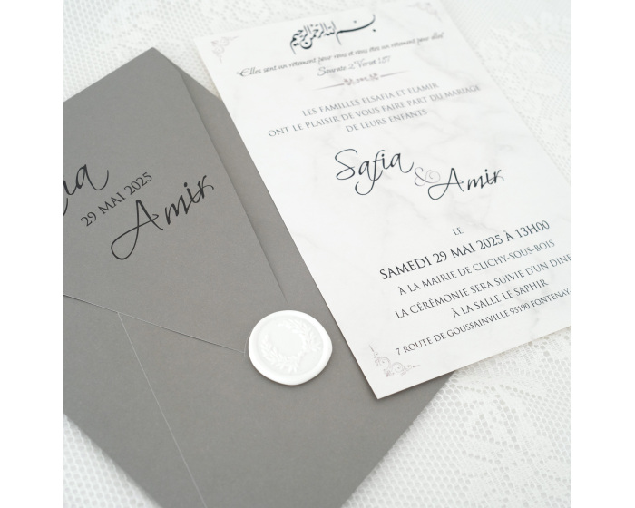 faire part enveloppe marbre