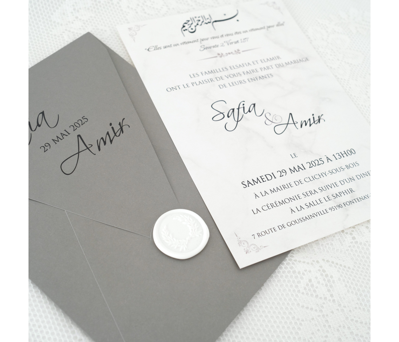 faire part enveloppe marbre