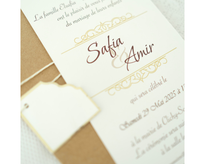 faire part carton doré