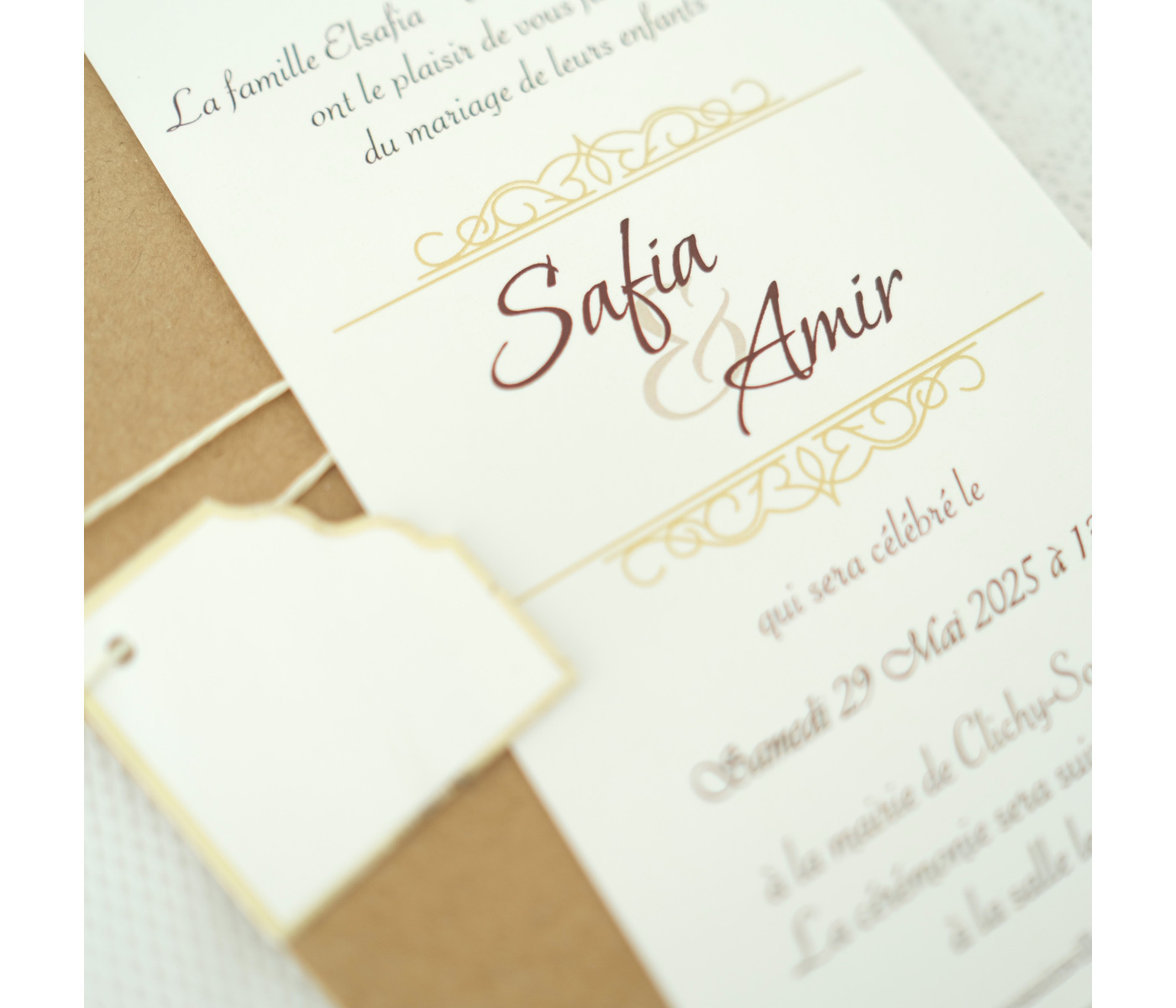 faire part carton doré
