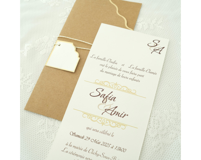 faire part carton doré