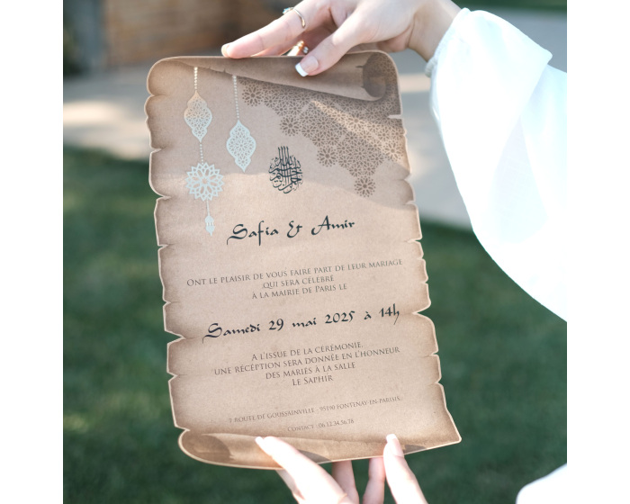Faire part mariage parchemin