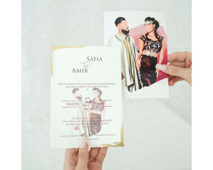 carte mariage avec illustration couple