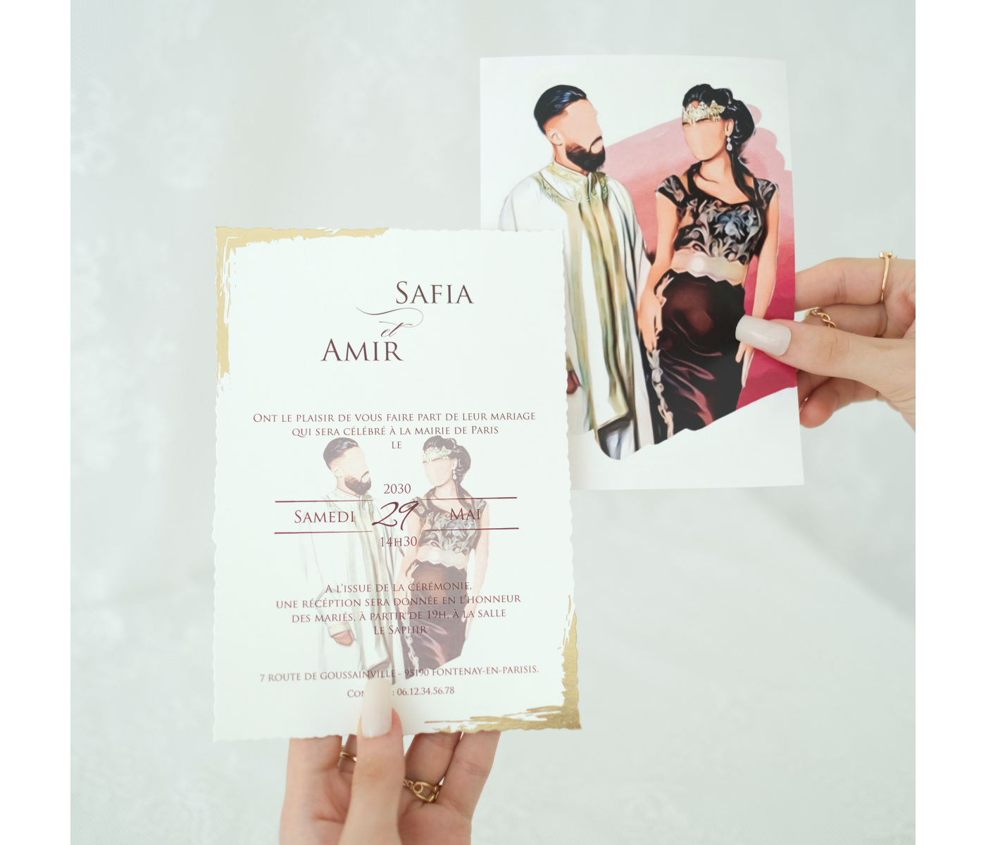 carte mariage avec illustration couple