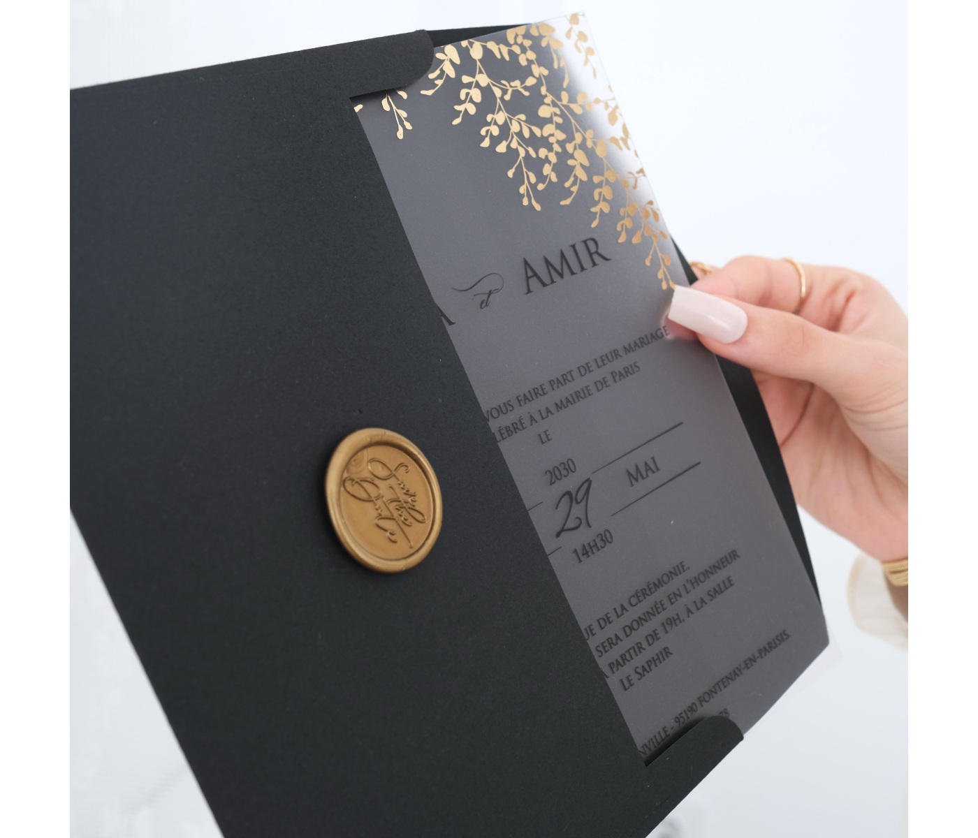 carte invitation noire