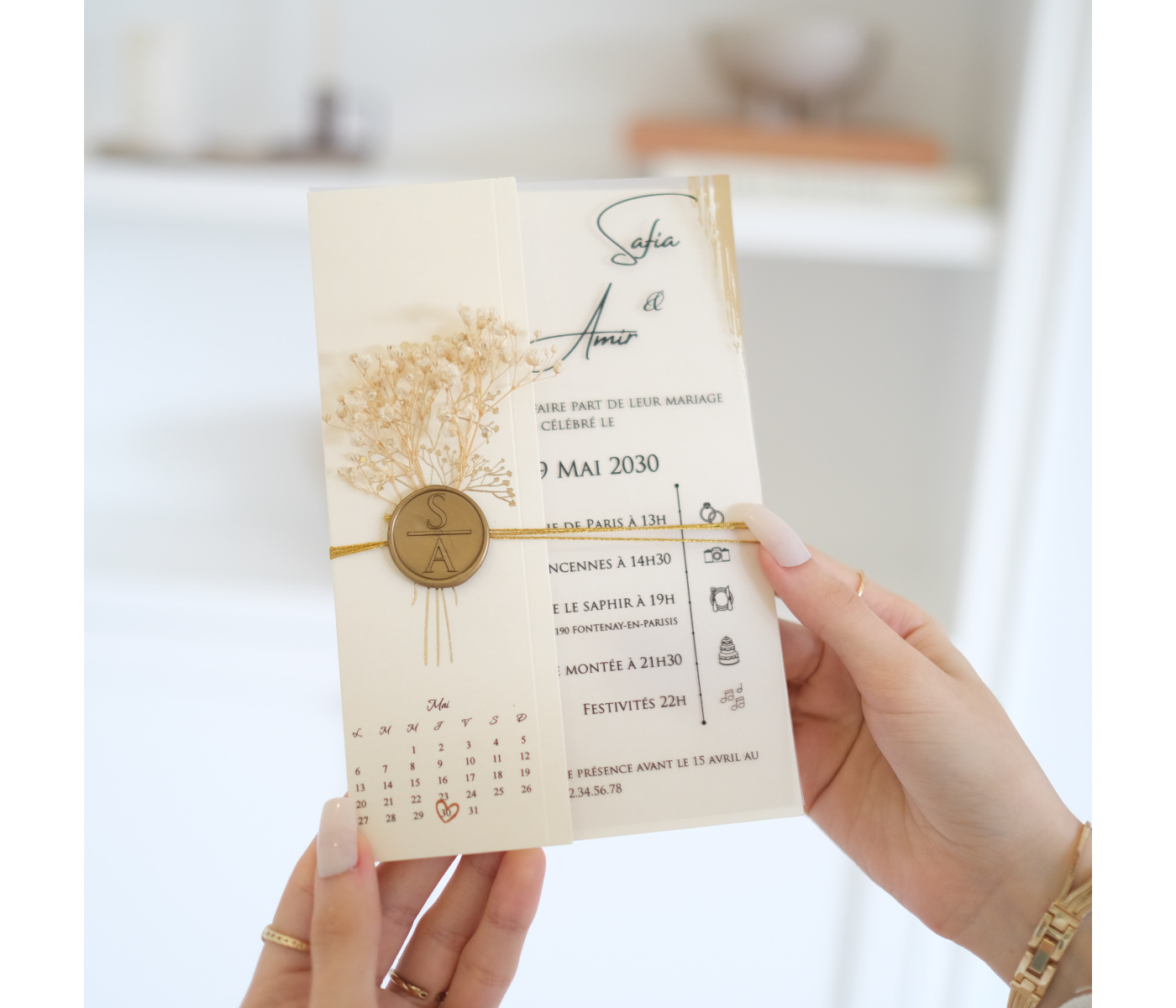 Carte d'invitation mariage champêtre