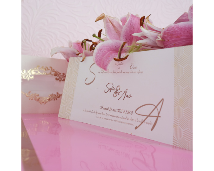 Faire Part Rectangle Rose
