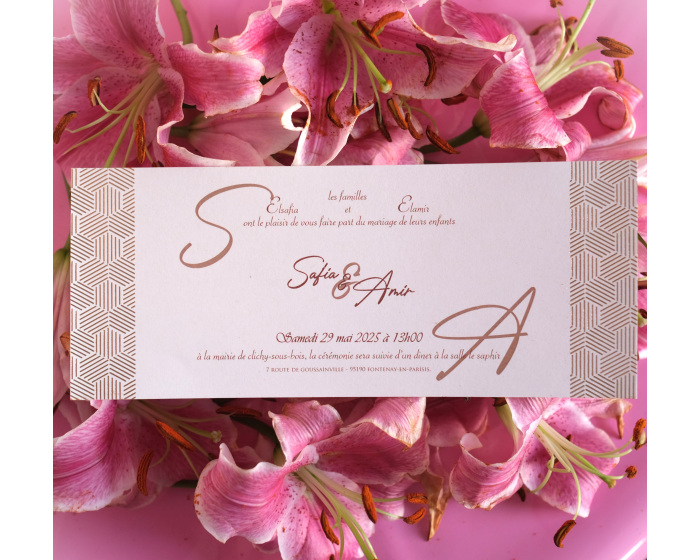 Carte invitation mariage rose