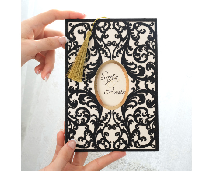 Faire part mariage velours Noir