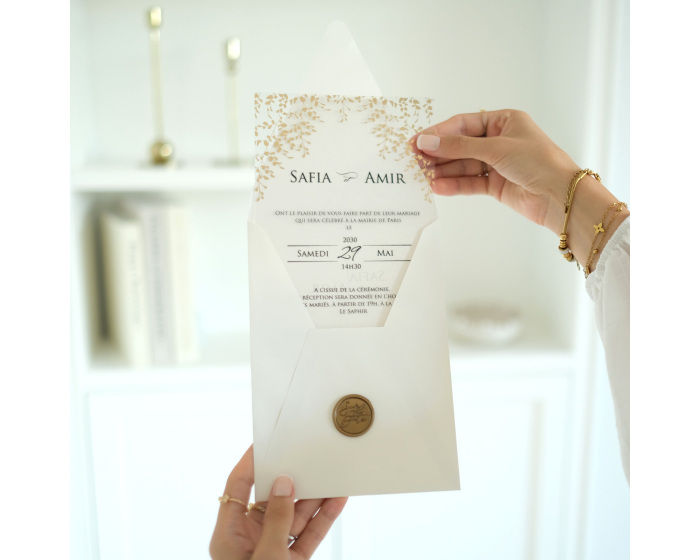 Carte invitation dorée