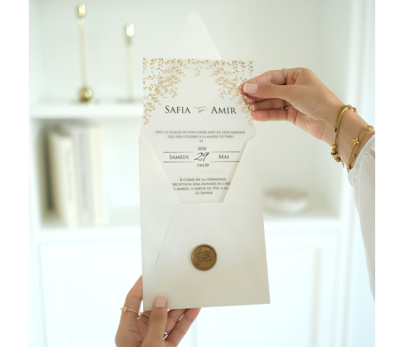 Carte invitation dorée