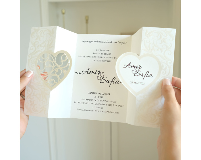 Carte invitation mariage cœur