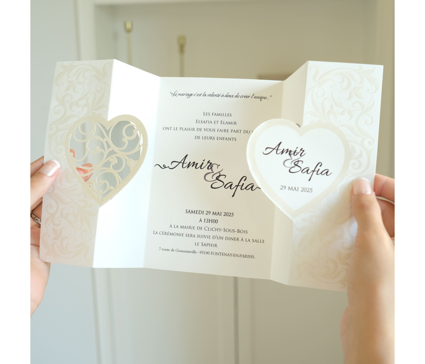 Carte invitation mariage cœur