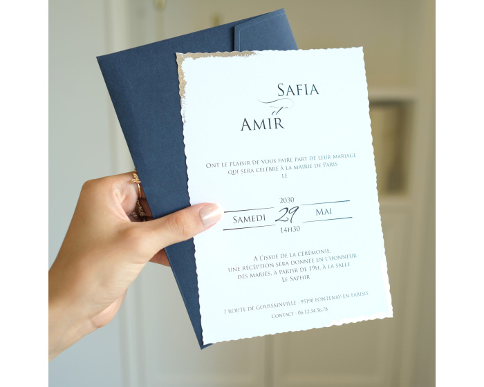 Faire part enveloppe bleue roi