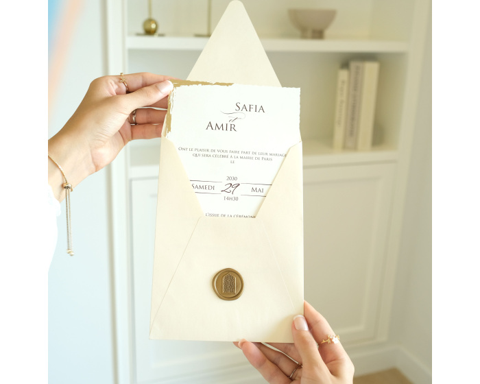 Carte mariage sceau de cire