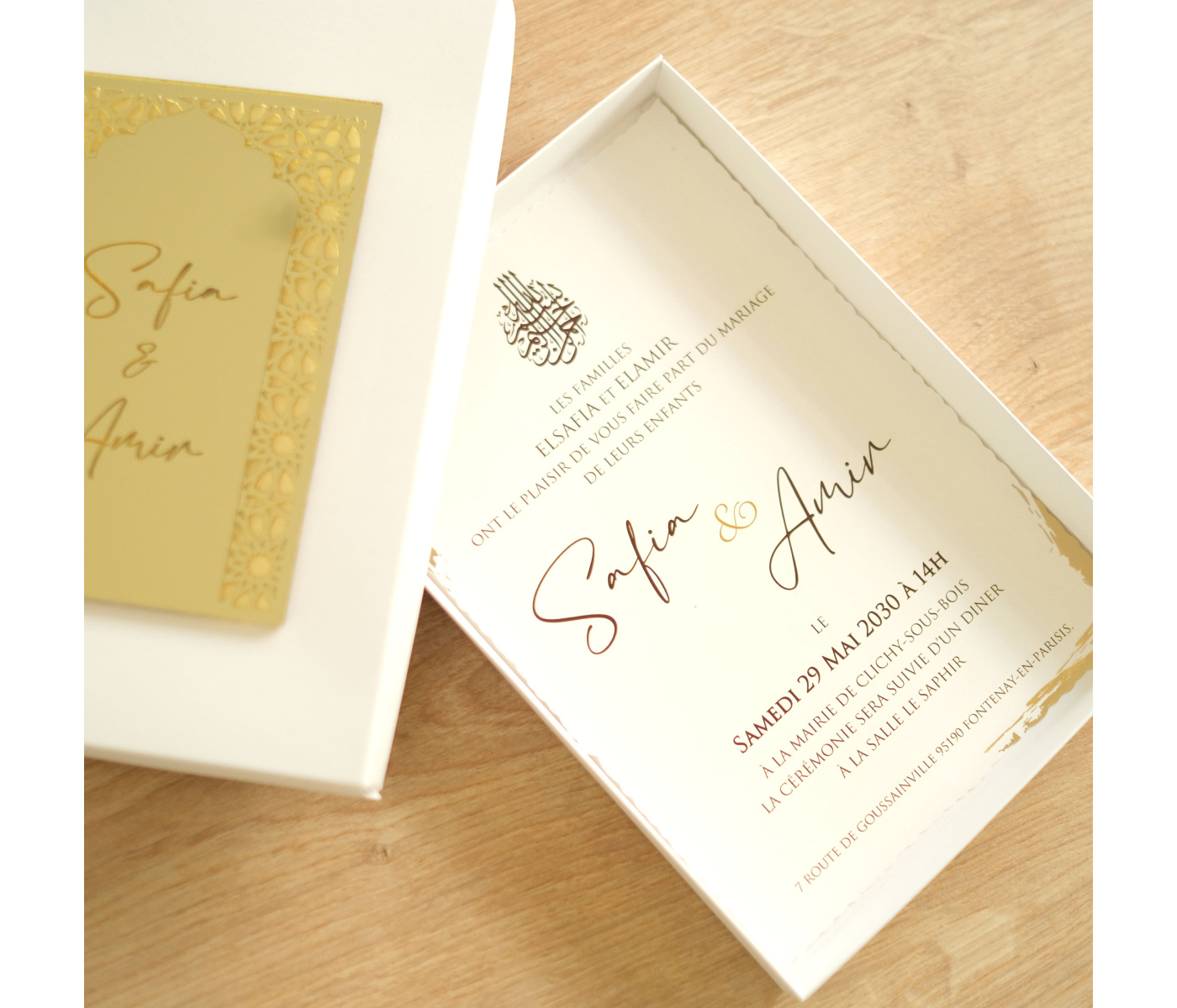 Faire part mariage en boite oriental