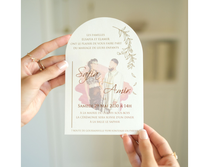 Carte invitation mariage avec couple