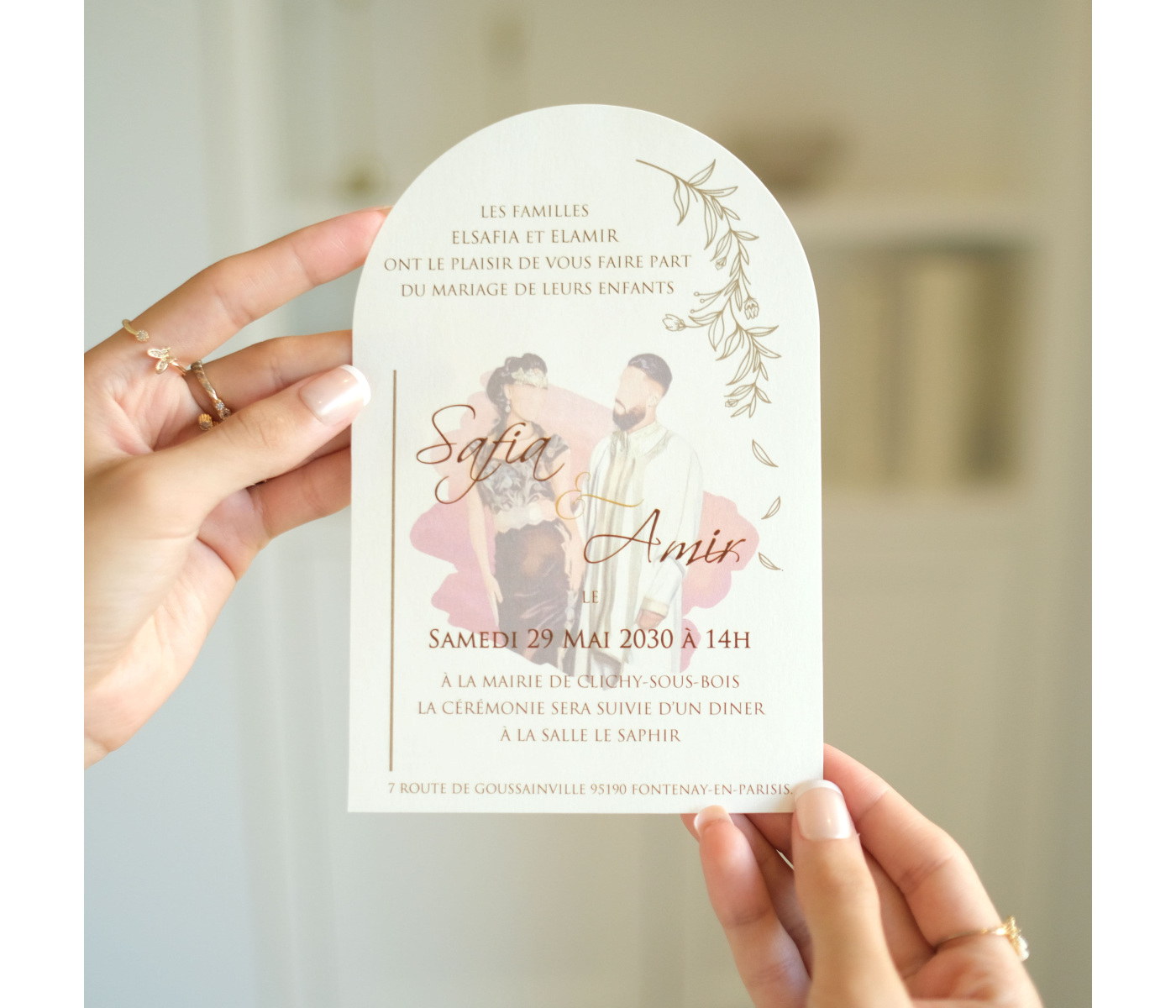 Carte invitation mariage avec couple