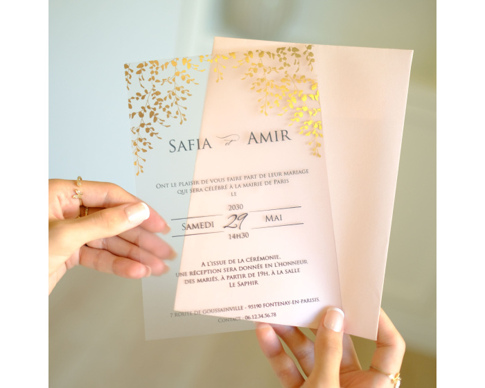 Faire part mariage rose