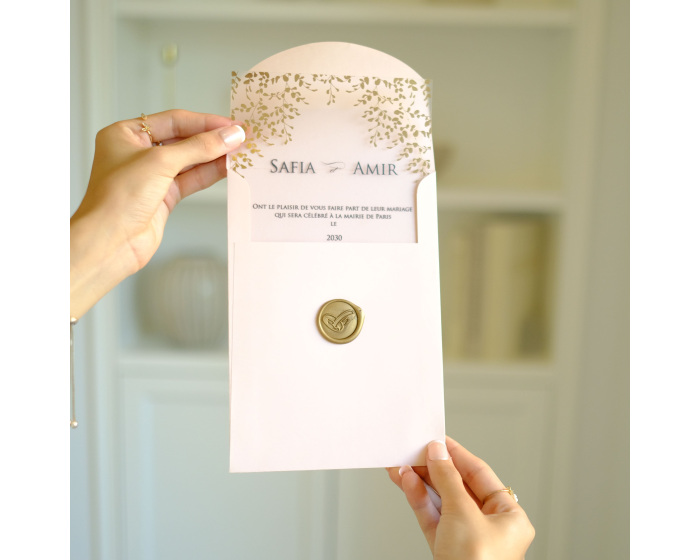 Carte invitation mariage rose