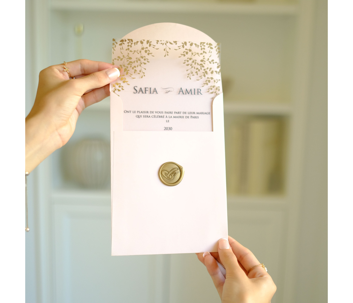 Carte invitation mariage rose