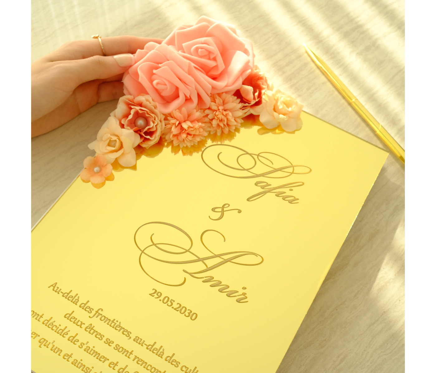 Livre d'or mariage rose