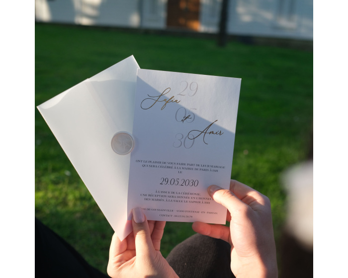 Carte d'invitation blanc mariage