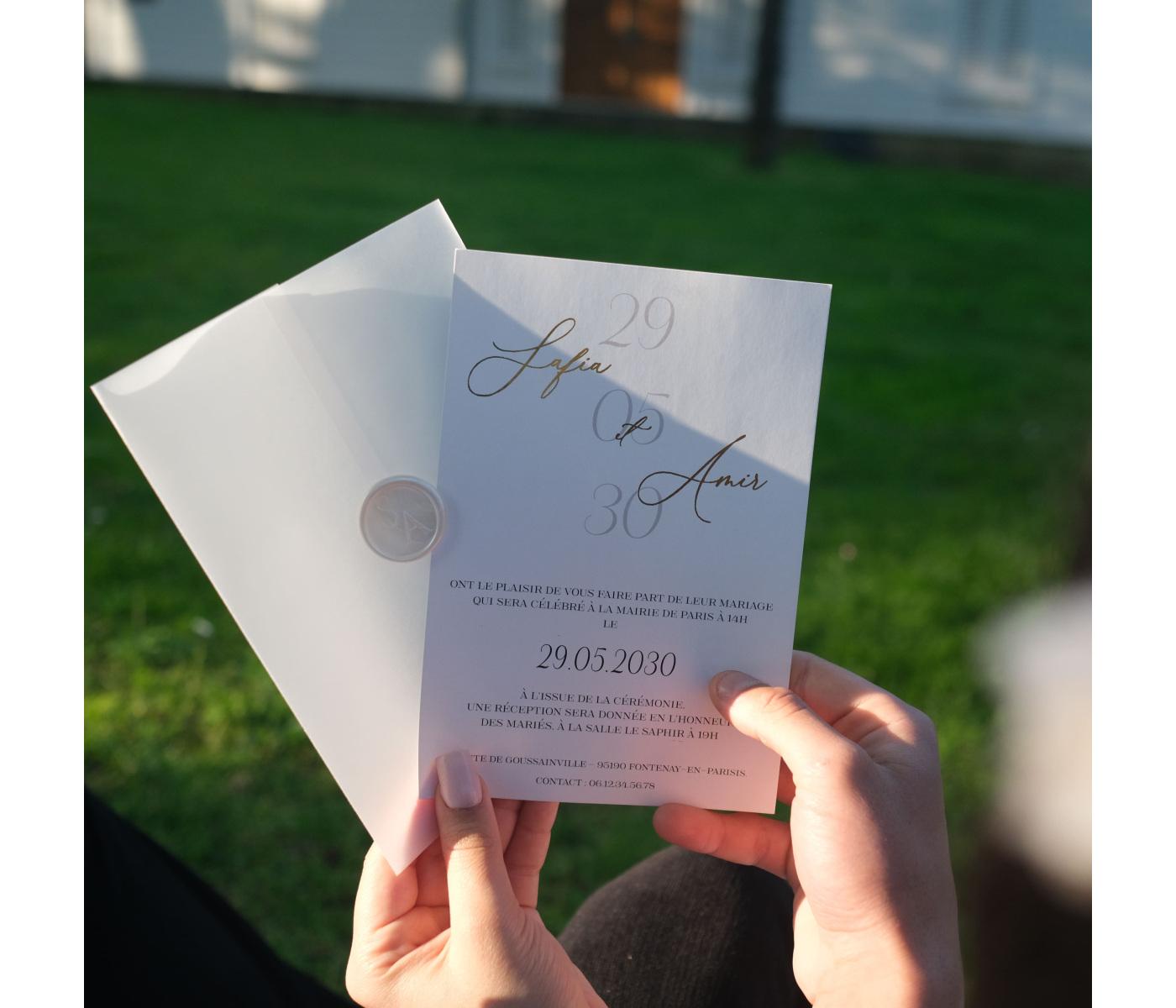 Carte d'invitation blanc mariage