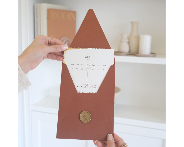 Carte d'invitation mariage terracotta