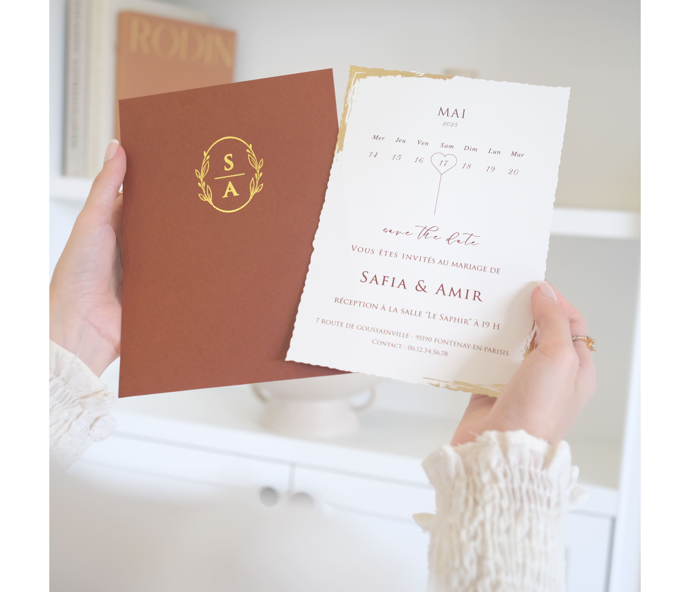 Faire part mariage terracotta